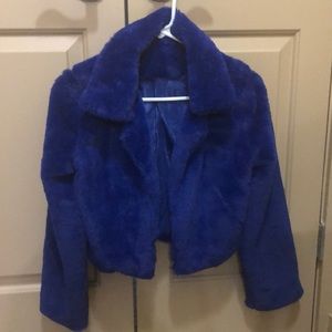 Faux Fur Royal Blue half Dress jacket